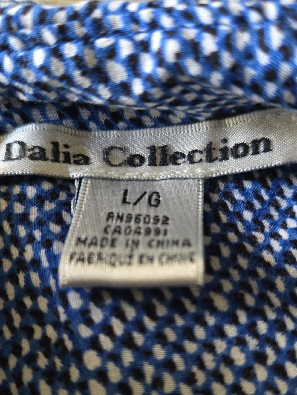 Dalia Collection Blue and White Printed Top - Picture 6 of 6